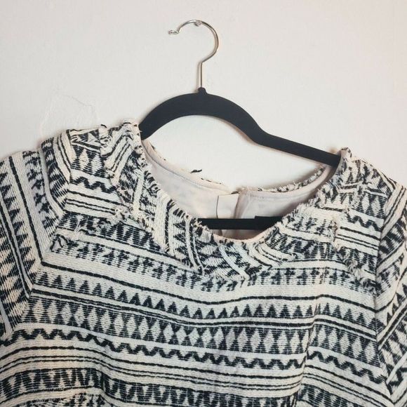 Banana Republic Cotton Poly Off White Geometric A-line Dress Size 10 - Picture 6 of 10